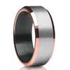 Black Wedding Ring - Rose Gold Tungsten Ring - Matte Finished Ring - Wedding Band