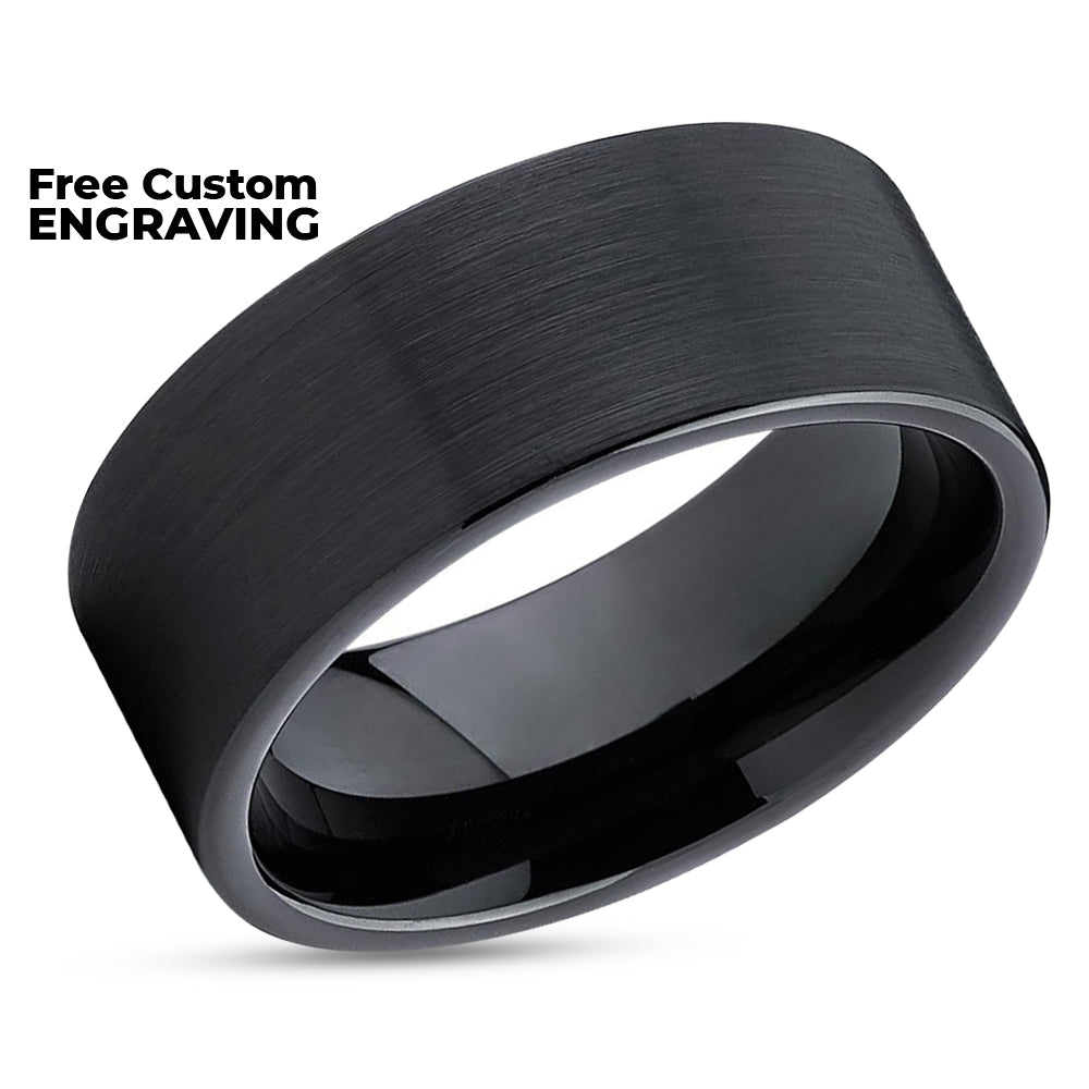 Black Wedding Band - Zirconium Wedding Ring - Black Zirconium Band - Ring - Black Ring