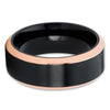 Black Titanium Ring - Wedding Band - Rose Gold - Black Wedding Band - 8mm - Clean Casting Jewelry