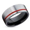 Red Tungsten Ring - Gray - Tungsten Wedding Band - Black Ring - Men's Ring