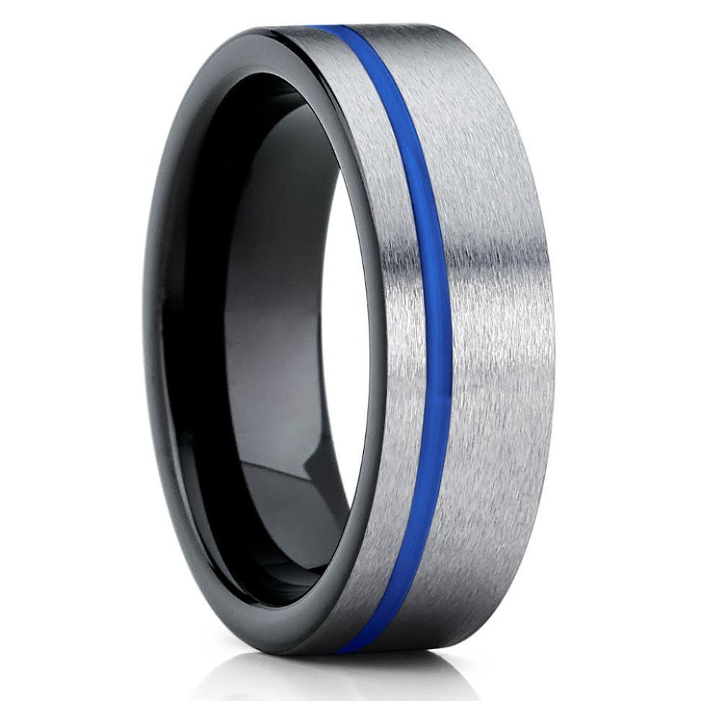 Gray Tungsten Wedding Band - Blue Tungsten Ring - Black Tungsten Ring - 6mm - Clean Casting Jewelry