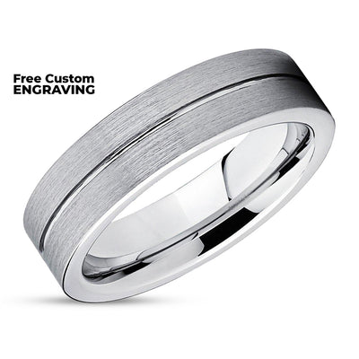 6mm - Tungsten Wedding Band - Silver Brushed - Gray Tungsten Ring - Wedding Ring