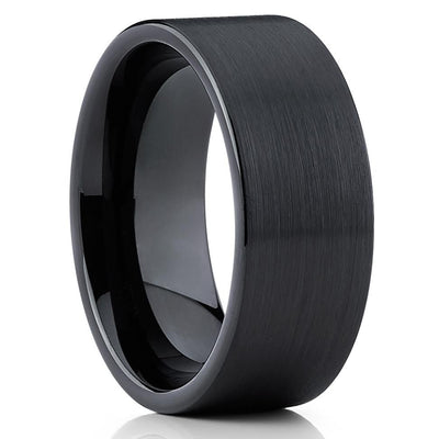 Black Tungsten Wedding Band - Pipe Cut - Black Tungsten Ring - Men's - Clean Casting Jewelry