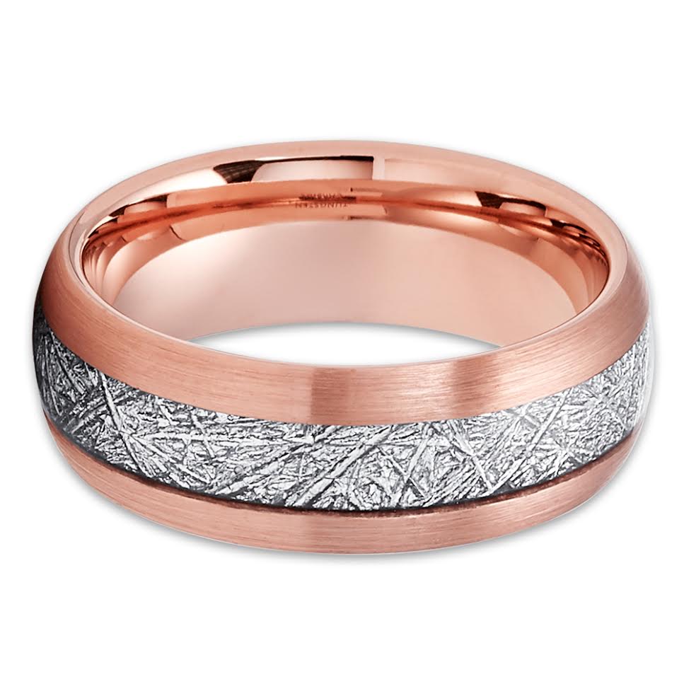 Rose Gold Tungsten Wedding Band - Meteorite Wedding Band -Meteorite Ring - Clean Casting Jewelry