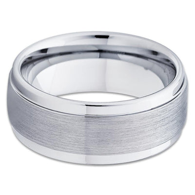 Men's Tungsten Ring - Silver Tungsten Ring - Brush Tungsten Band - Clean Casting Jewelry