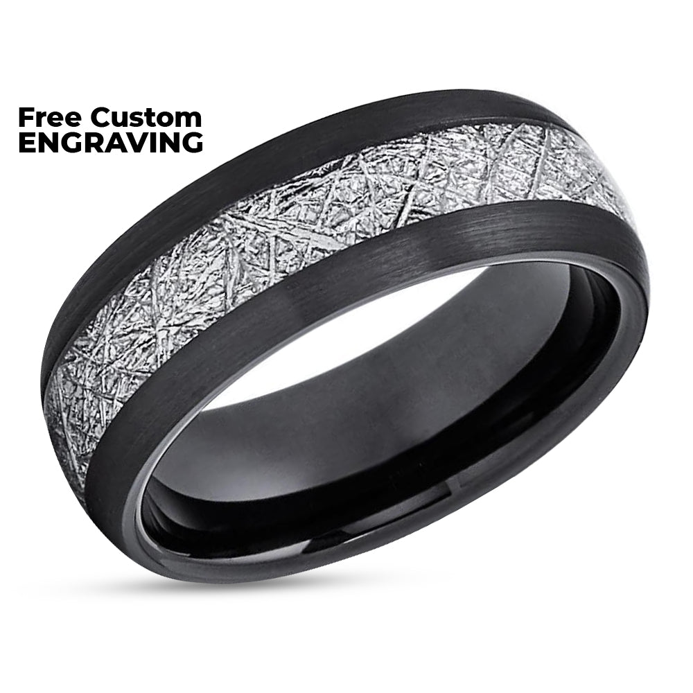 Black Tungsten Ring - Meteorite Wedding Band - Meteorite Ring - Black Ring - Engagement Ring