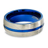 Damascus Steel Wedding Ring - 8mm Ring - Damascus Steel Ring - Blue Damascus Ring