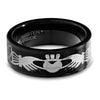 Claddagh Wedding Ring - Black Tungsten Ring - Engagement Ring - Claddagh Tungsten Ribng