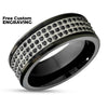 Black Tungsten Wedding - Black Diamond Ring - 8mm Wedding Ring - Tungsten Carbide Ring