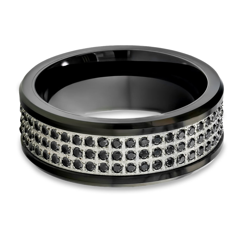 Black Tungsten Wedding - Black Diamond Ring - 8mm Wedding Ring - Tungsten Carbide Ring
