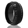 Black Titanium Wedding Ring - Chain Inlay Ring - Black CZ Wedding Ring - 8mm Ring