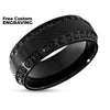 Damascus Wedding Ring - Black Damascus Ring - CZ Wedding Ring - Engagement Ring