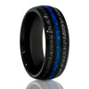 Meteorite Tungsten Wedding Ring -Turquoise Wedding Ring  - Black Wedding Ring - Meteorite Ring
