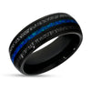 Meteorite Tungsten Wedding Ring -Turquoise Wedding Ring  - Black Wedding Ring - Meteorite Ring