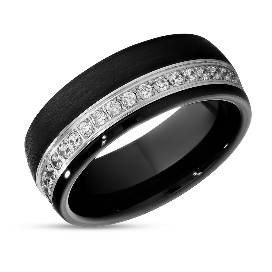 Black Tungsten Wedding Ring - 8mm Tungsten Ring - Engagement Ring - Tungsten Carbide