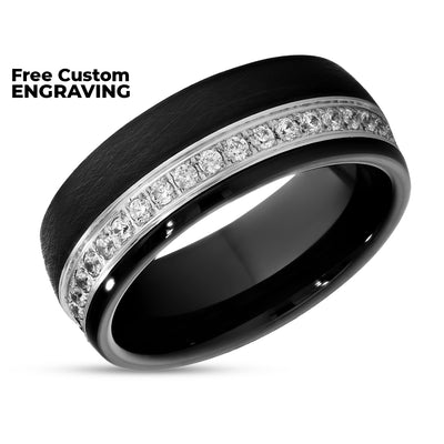 Black Tungsten Wedding Ring - 8mm Tungsten Ring - Engagement Ring - Tungsten Carbide