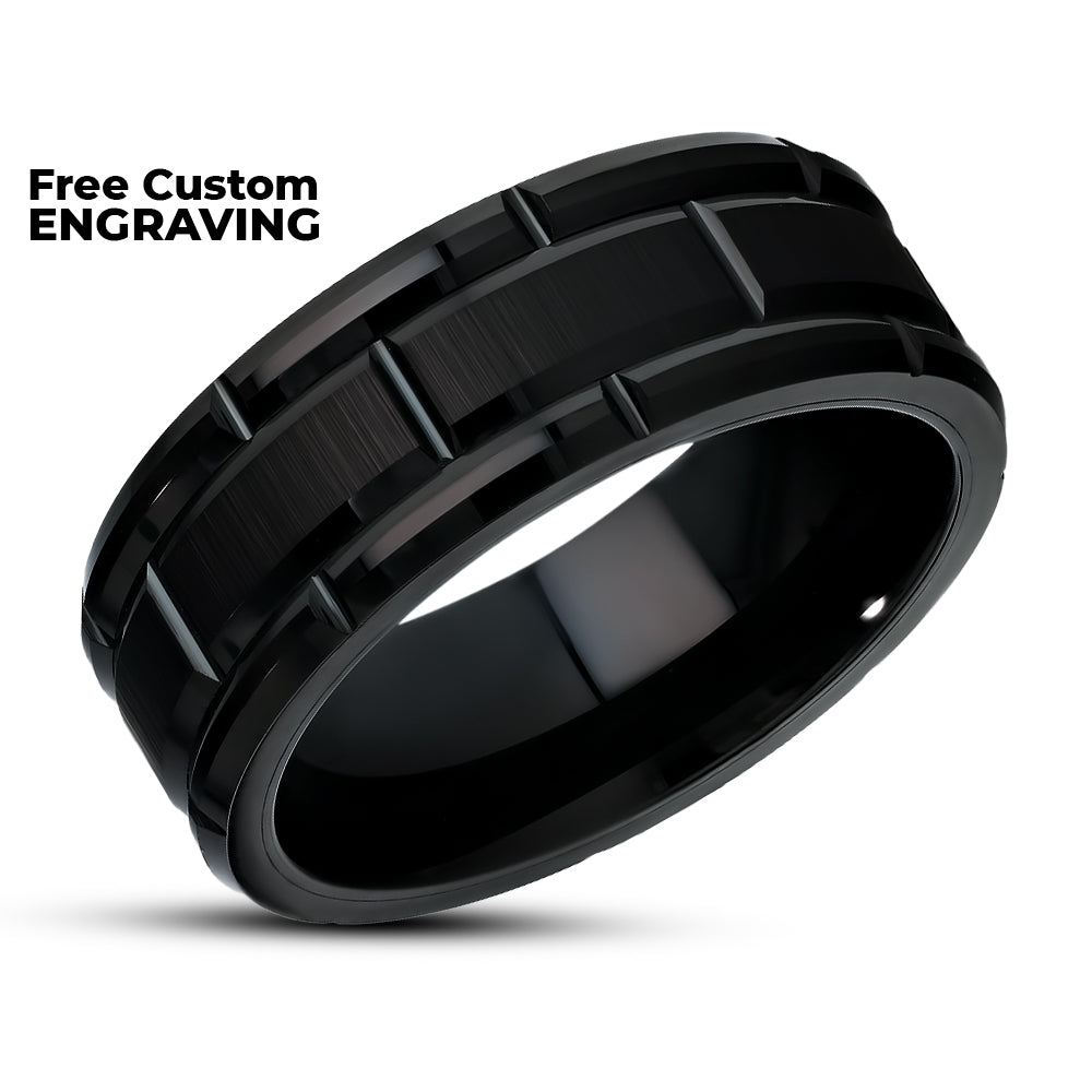Man's Wedding Ring - Black Tungsten Ring - Engagement Ring - Anniversary Ring - Black Ring