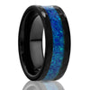 8mm Galaxy Opal Wedding Ring - Blue Opal Ring - 8mm Galaxy Ring - Unisex Ring