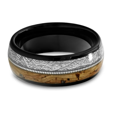 Guitar Ring - Black Tungsten Ring - 8mm Wedding Ring - Tungsten Carbide Ring - Cork Ring