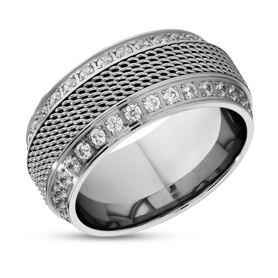 Copy of Black Titanium Wedding Ring - Chain Inlay Ring - Black CZ Wedding Ring - 8mm Ring