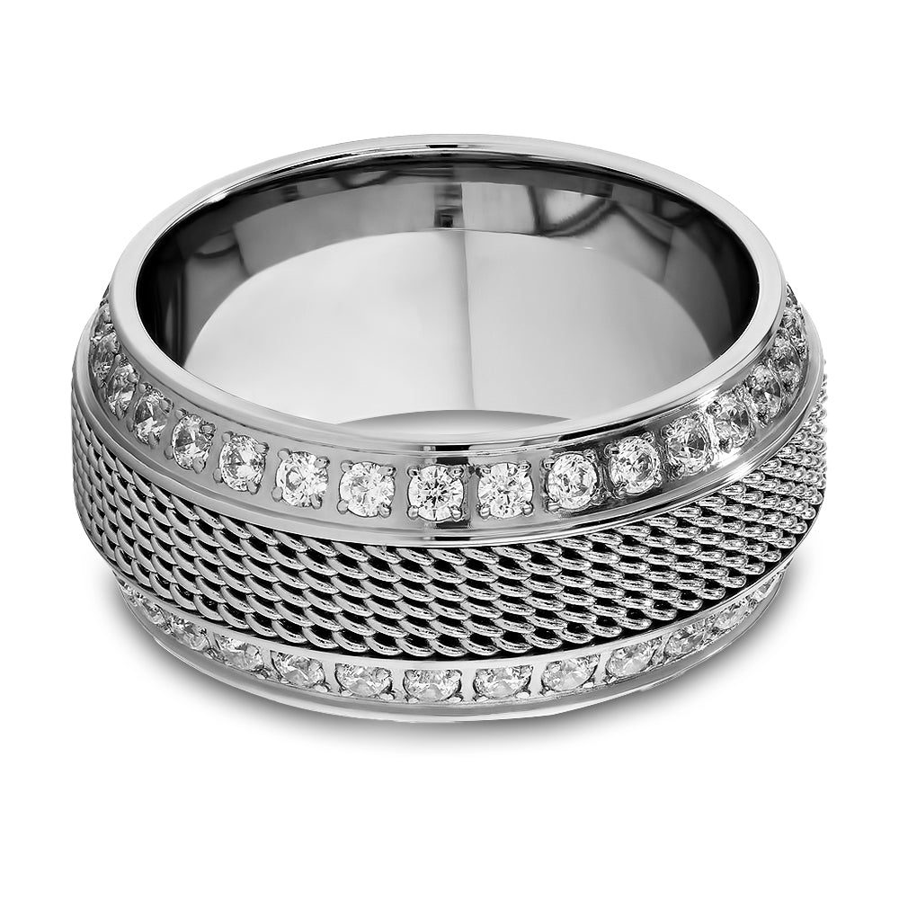 Copy of Black Titanium Wedding Ring - Chain Inlay Ring - Black CZ Wedding Ring - 8mm Ring