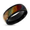 Rose Wood Wedding Ring - Black Tungsten Ring - Engagement Ring - Anniversary