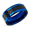 Blue Carbon Fiber Ring - Tungsten Wedding Ring - 8mm Tungste Ring - Engagement Ring