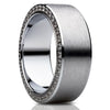 Silver Titanium Wedding Ring - 8mm Wedding Ring - Man's Wedding Ring - Black CZ Ring