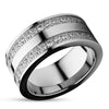 9mm Silver Titanium Wedding Ring - CZ Wedding Ring - Man's Wedding Ring - Man's Ring