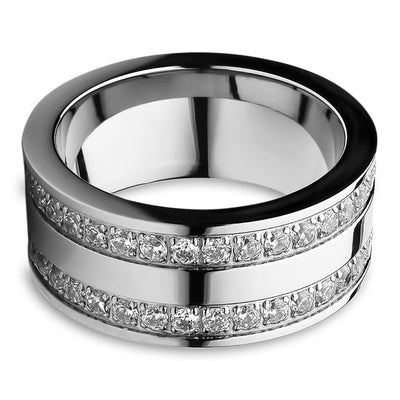 9mm Silver Titanium Wedding Ring - CZ Wedding Ring - Man's Wedding Ring - Man's Ring