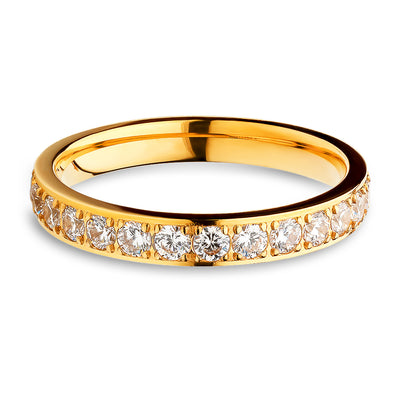 3mm Titanium Wedding Ring - CZ Wedding Ring - Yellow Gold - Engagement Ring - Anniversary