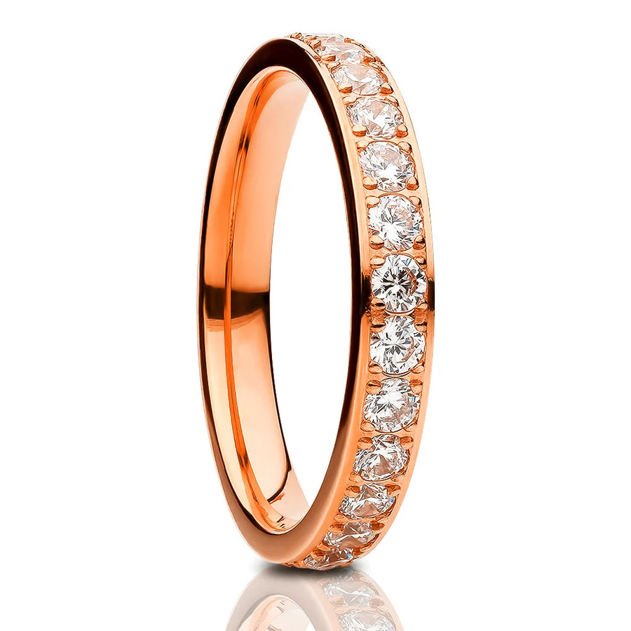 3mm Titanium Wedding Ring - CZ Wedding Ring - Rose Gold - Engagement Ring - Anniversary (Copy)