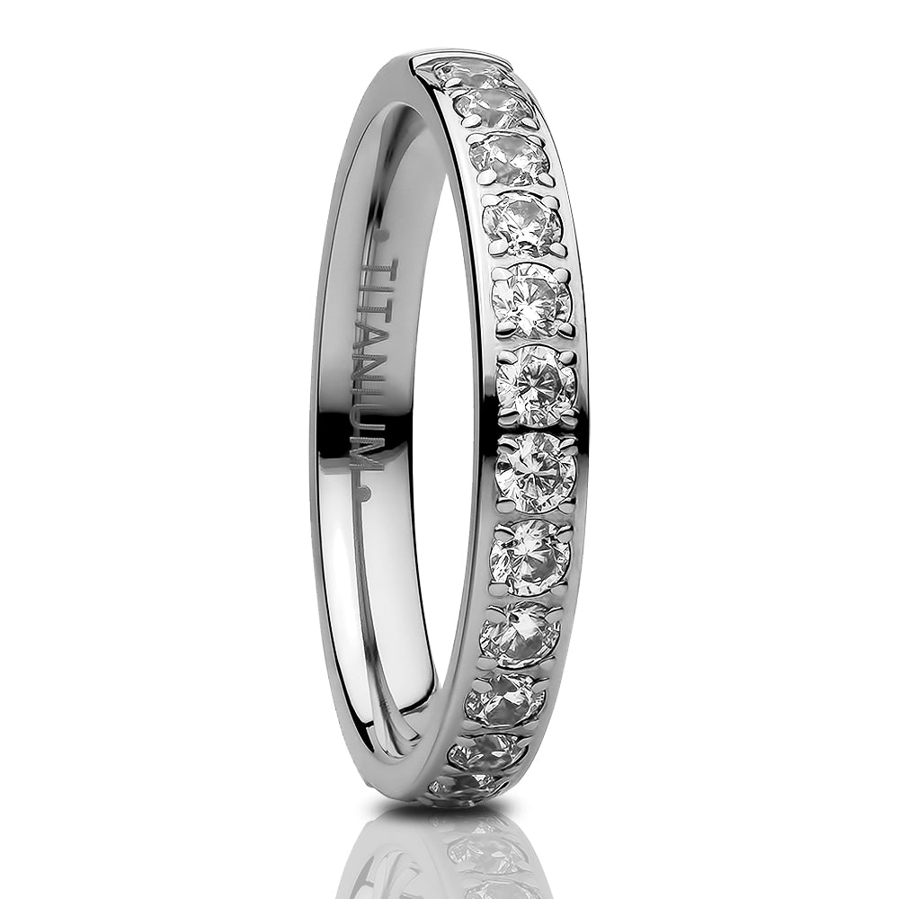 3mm Titanium Wedding Ring - CZ Wedding Ring - Ladies Wedding Ring - Engagement Ring