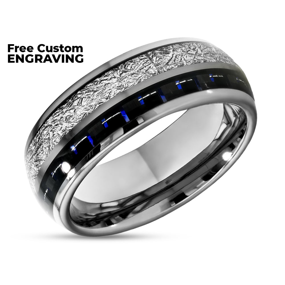 Carbon Fiber Wedding Band - 8mm Wedding Ring - Carbon Fiber Ring - Meteorite rING