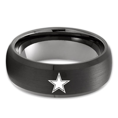 Black Tungsten Wedding Ring - Dallas Cowboys Tungsten Ring - Engagement Ring - 8mm Ring