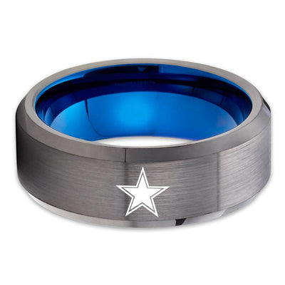 Gunmetal Wedding Ring - Dallas Cowboys Tungsten Ring - Anniversary Ring - Comfort Fit