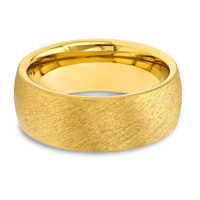 Yellow Gold Tungsten Ring - 8mm Yellow Tungsten Ring - Men's Wedding Band - Dome Wedding Ring