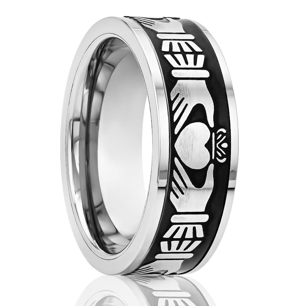 Claddagh Wedding Band - 8mm Wedding Band - Tungsten Carbide Ring - Men's Ring - Women's Ring