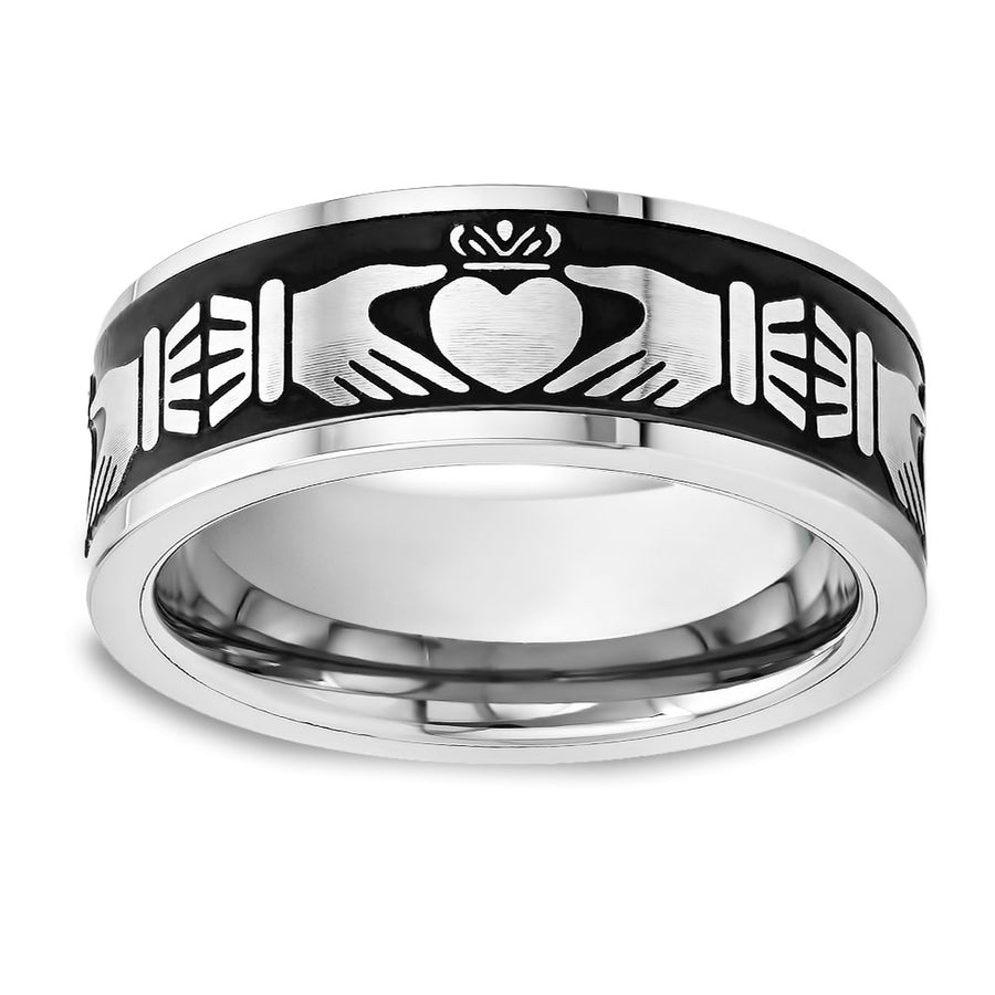 Claddagh Wedding Band - 8mm Wedding Band - Tungsten Carbide Ring - Men's Ring - Women's Ring