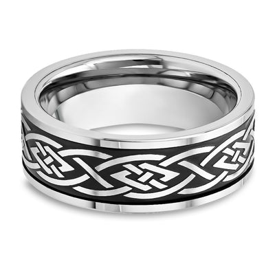 Tribal Design Wedding Ring - Men's Wedding Band - Women's Wedding Ring - Tungsten Carbide Ring - Black Ring