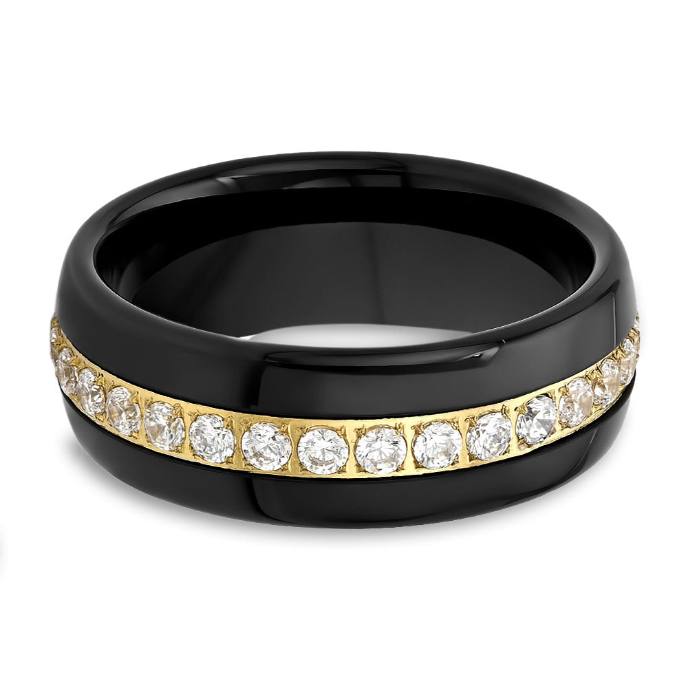 Black Men's Wedding Band - Black Tungsten Ring - Tungsten Carbide - 8mm Wedding Band - Women's Ring