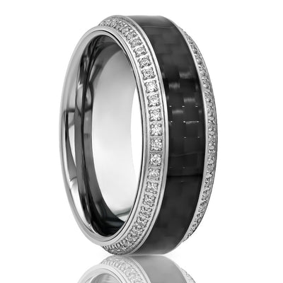 Black Diamond Wedding Ring -  Men's wedding Band - CZ Diamonds - Tungsten Carbide Ring (Copy)