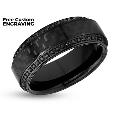 Black Diamond Wedding Ring -  Men's wedding Band - CZ Diamonds - Tungsten Carbide Ring (Copy) (Copy)