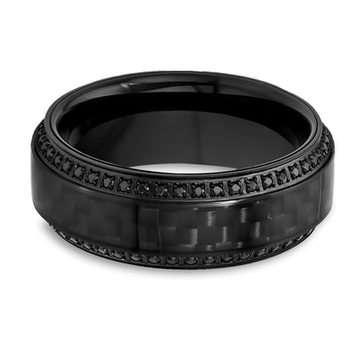 Black Diamond Wedding Ring -  Men's wedding Band - CZ Diamonds - Tungsten Carbide Ring (Copy) (Copy)