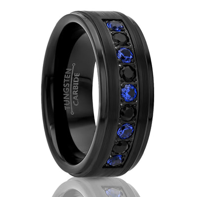 Black Wedding Band - Men's Black Wedding Ring - Tungsten Carbide Ring - Engagement Ring - CZ Dimaond Ring (Copy)