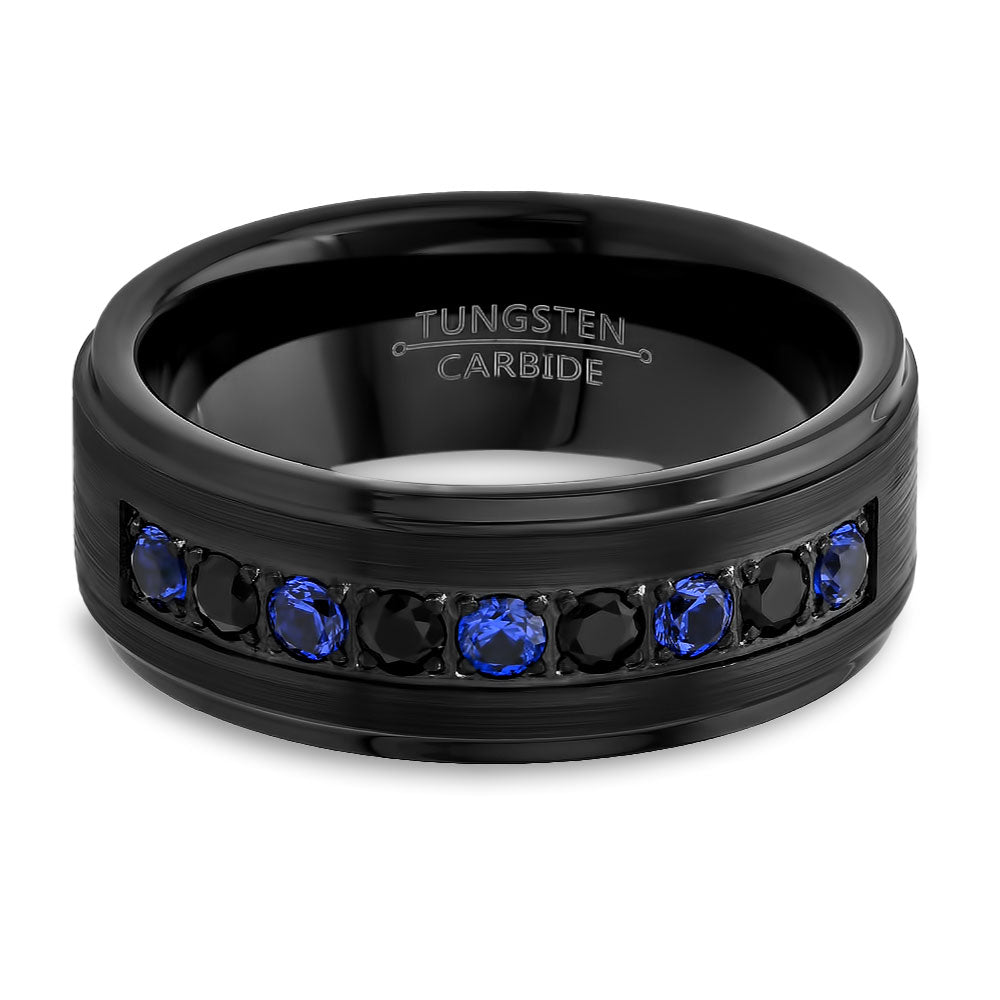 Black Wedding Band - Men's Black Wedding Ring - Tungsten Carbide Ring - Engagement Ring - CZ Dimaond Ring (Copy)