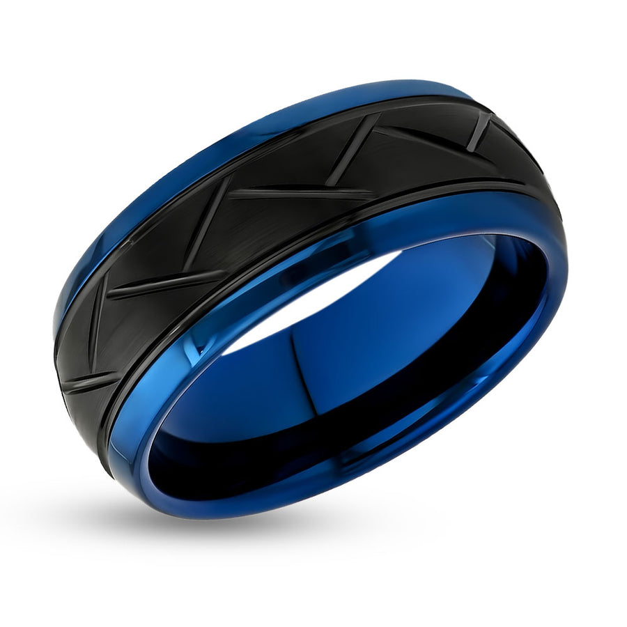 Men's Wedding Band - Women's Wedding Ring - Blue Tungsten Ring - Tungsten Carbide Ring - 8mm (Copy)