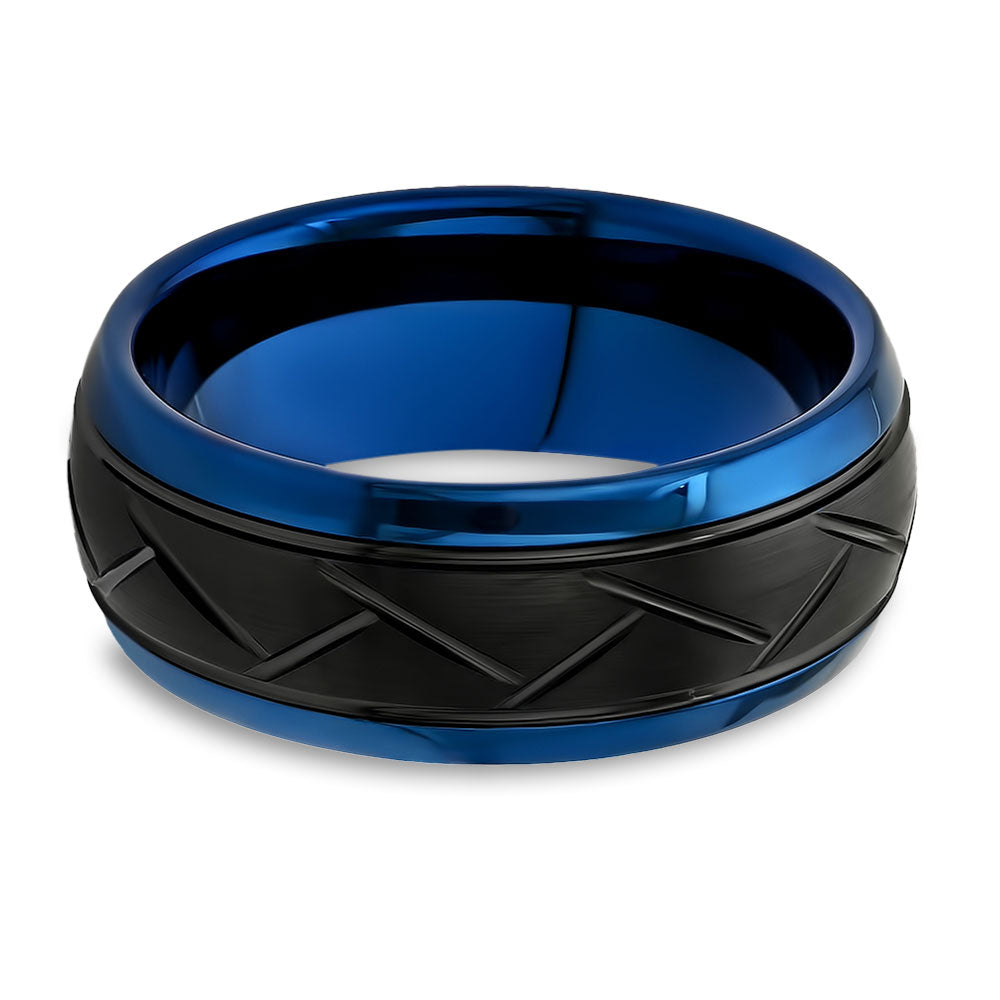 Men's Wedding Band - Women's Wedding Ring - Blue Tungsten Ring - Tungsten Carbide Ring - 8mm (Copy)