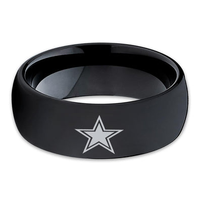 Dallas Cowboys Tungsten Ring- Football Inspired Ring - Dallas Cowboys Ring - Black Ring