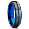 GUNMETAL Tungsten Wedding Band - Blue Tungsten Ring - 6mm Gunmetal Ring - Clean Casting Jewelry